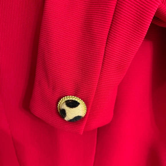 Vintage 80’s Kathryn Dianos dress red bodycon zebra fur buttons party cocktail - Picture 4 of 8